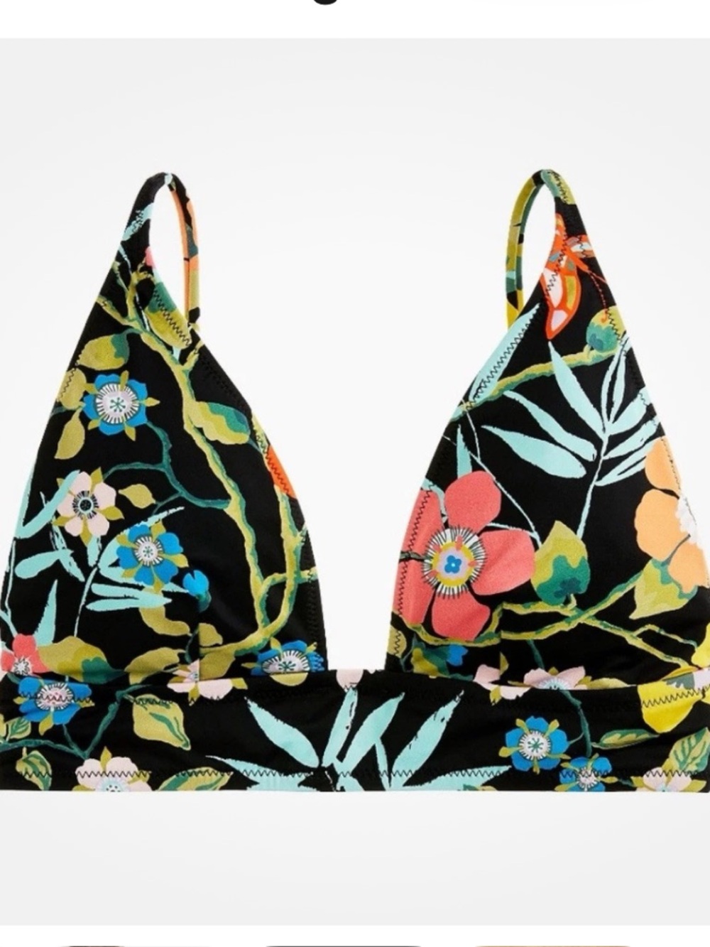 J. Crew Black Liberty Floral Deep V-Neck Bikini Top - Picture 2 of 5